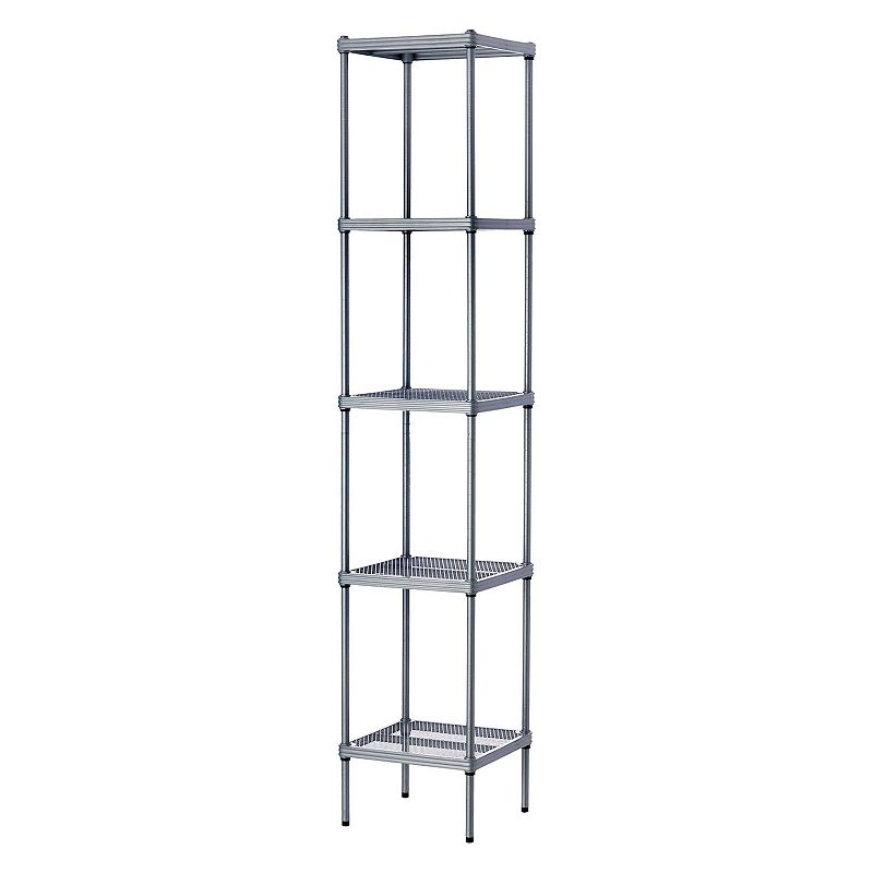 Design Ideas Meshworks 5 Tier Tower Metal Storage Shelving Unit Rack， Silver