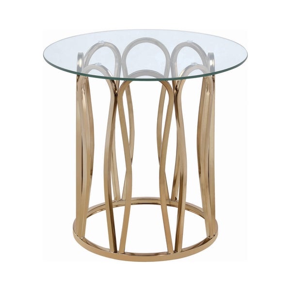 Coaster Furniture Monett Chocolate Chrome and Clear Round End Table