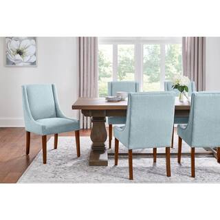 Home Decorators Collection Leaham Charleston Blue Upholstered Dining Chair with Walnut Accents (Set of 2) 57-2