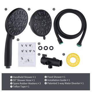 WOWOW 7-Spray 1.75 GPM 4.5 in. Wall Mount Handheld Shower Head in Matte Black H5011B-C-AM