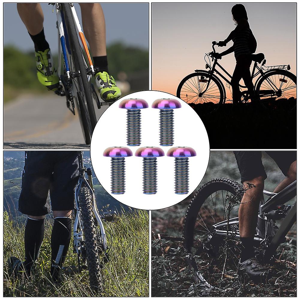 5pcs / Pack Titanium Alloy M5*12 Bicycle Water Bottle Cage Bolts M5*10 Disc Brake Screws(m5*12 Colorful )