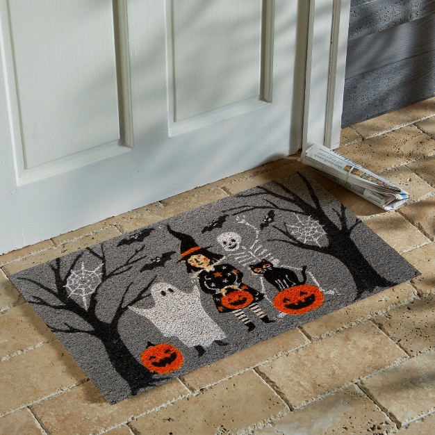 Pumpkin Patch Coir Rectangle Indoor And Outdoor Coir Door Welcome Mat Grey Background