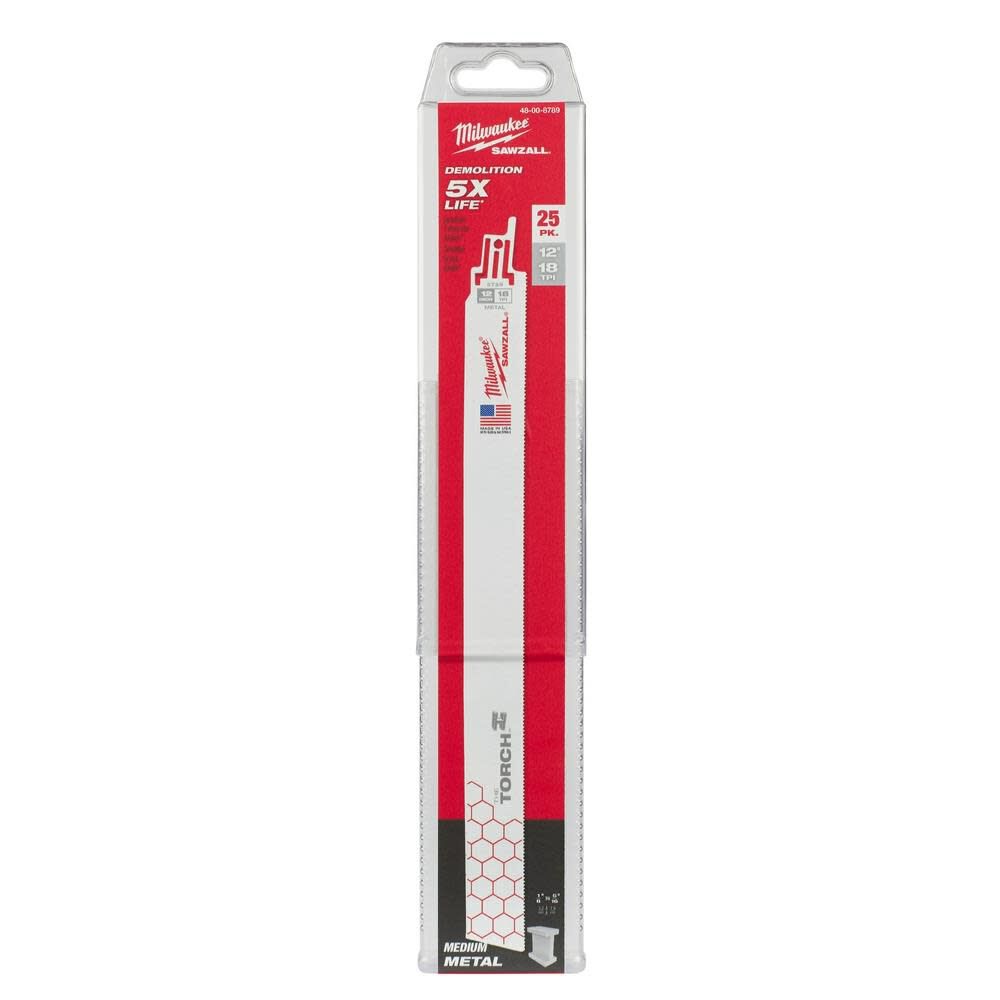 MW 12 in. 18 TPI THE TORCH SAWZALL Blade 25PK 48-00-8789 from MW