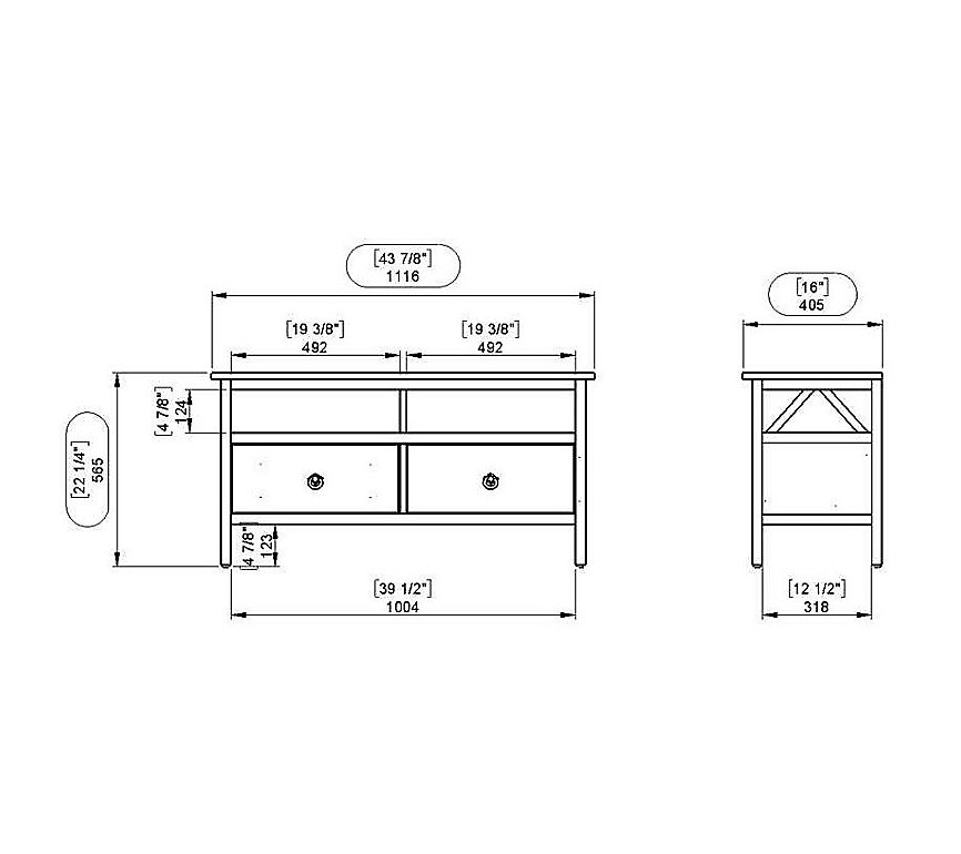 Linon Home Hollis Driftwood TV Stand W  Open Shelf and 2 Drawers