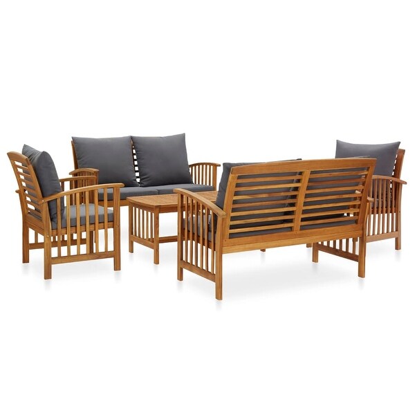 vidaXL 5 Piece Patio Lounge Set with Cushions Solid Acacia Wood