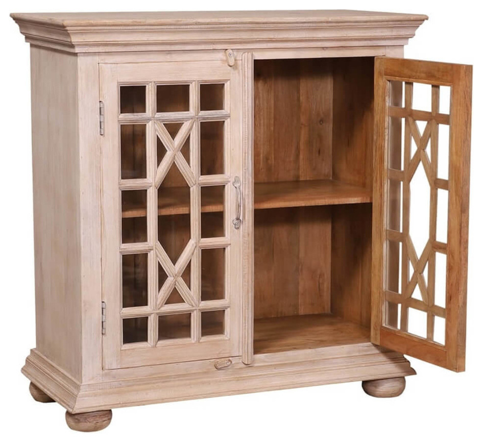 Marenisco Traditional Reclaimed Wood Glass Door Storage Cabinet   Traditional   Accent Chests And Cabinets   by Sierra Living Concepts Inc  Houzz