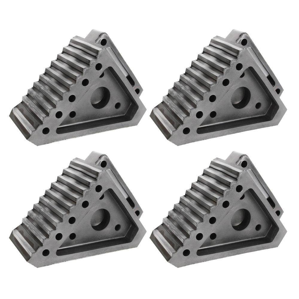 Extreme Max Heavy-Duty Solid Rubber Wheel Chock with Handle - Value 4-Pack 5001.5772.4