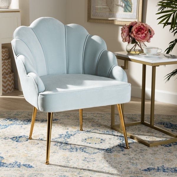 Silver Orchid Cogan Upholstered Seashell Shaped Accent Chair