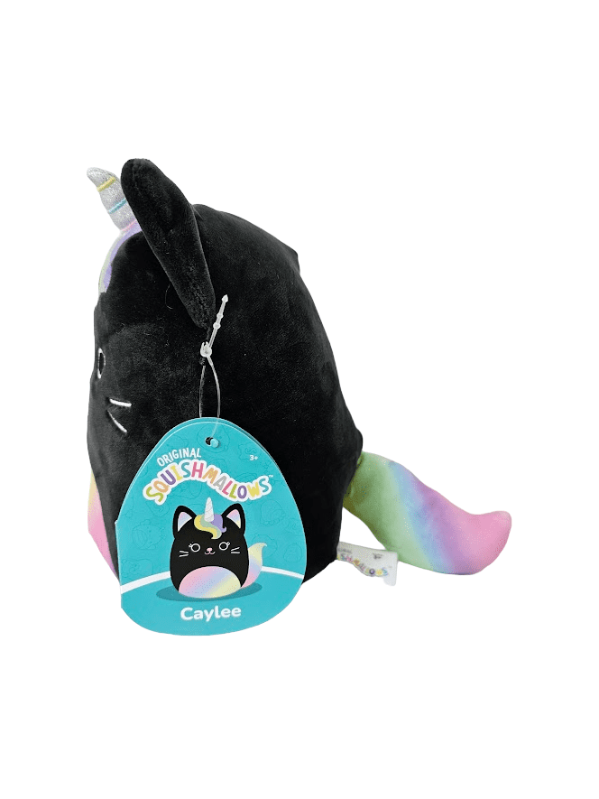 Squishmallows Official Kellytoys Plush 7.5 Inch Caylee the Black Unicorn Cat with Rainbow Belly Caticorn Fantasy Squad Ultimate Soft Plush Stuffed Toy