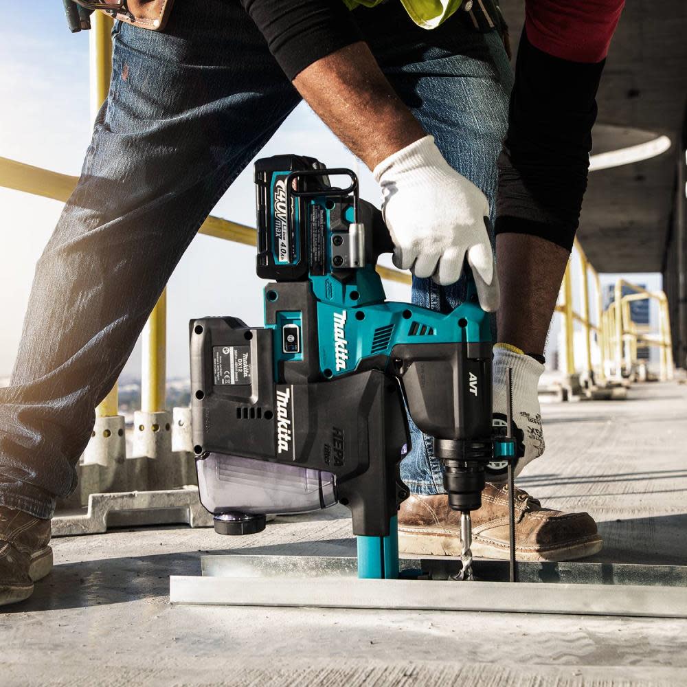 Makita 40V max XGT Rotary Hammer Kit Brushless Cordless 1 1/8 AVT with Dust Extractor accepts SDS PLUS bits AFT AWS Capable