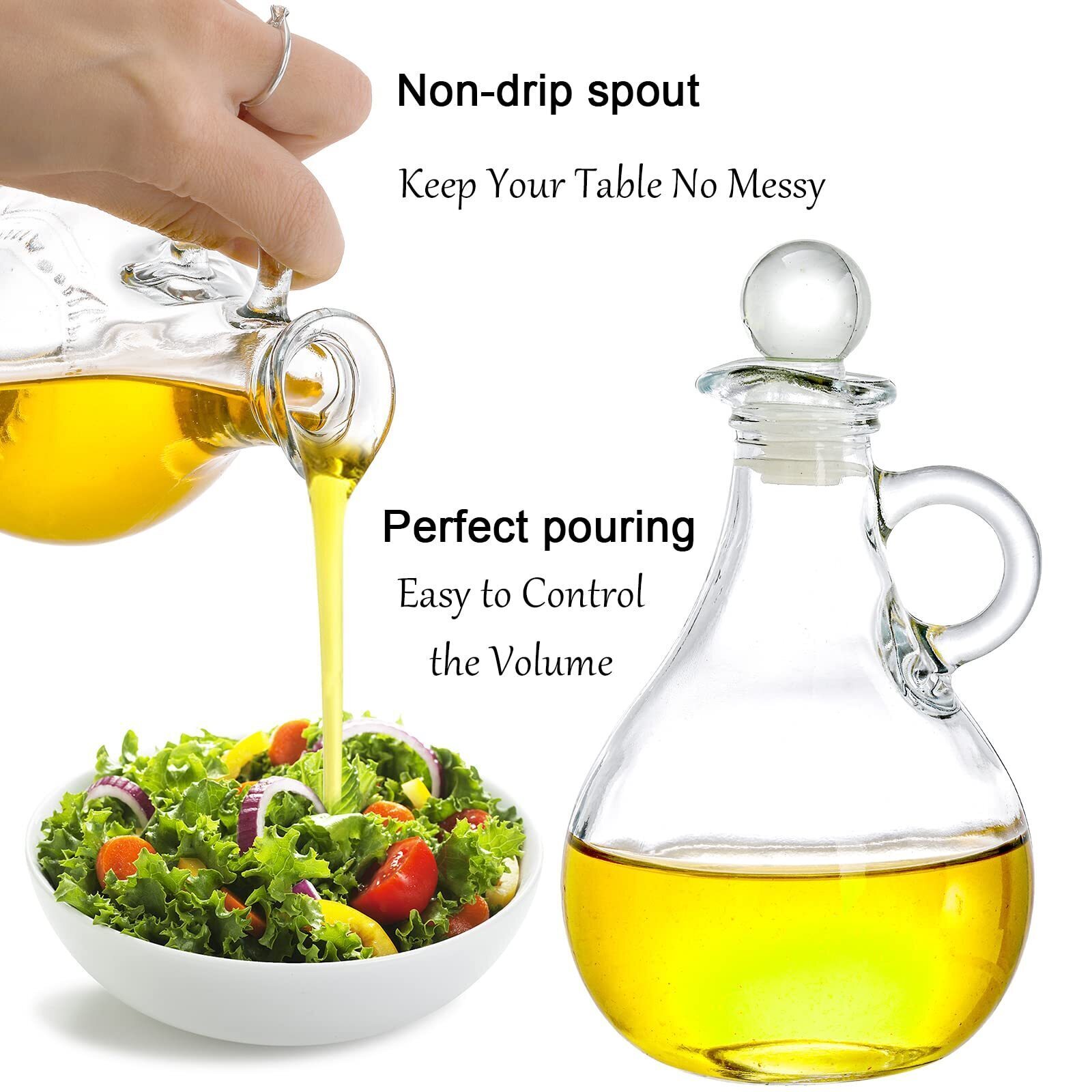 4 Pcs Glass Oil and Vinegar Cruets Decanters