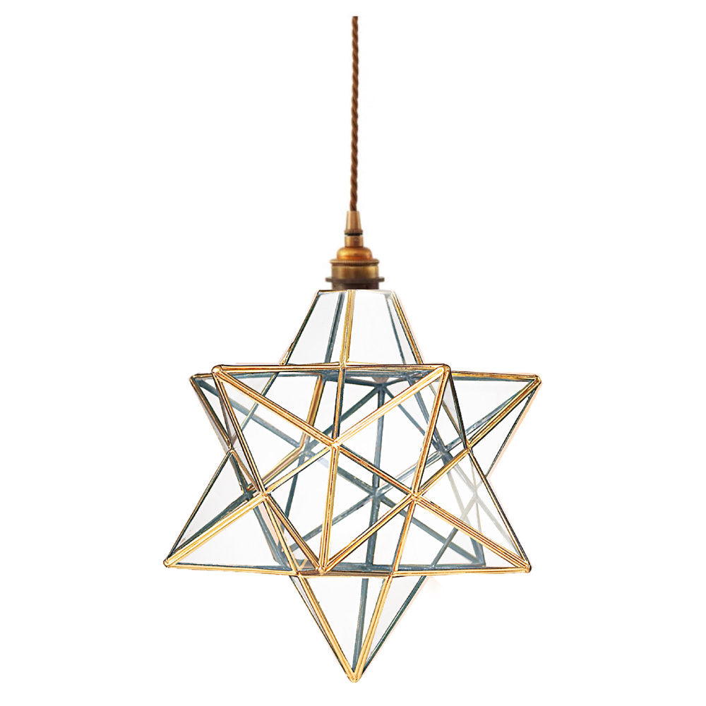 Britalia 660001 Antique Brass & Glass Vintage Easy Fit Star Pendant Shade 20cm