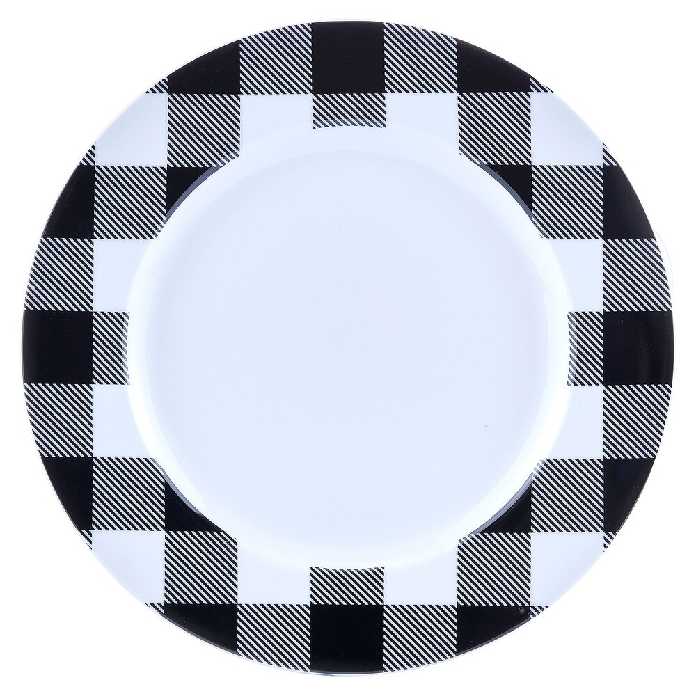 Dinnerset 16PC Buffalo Plaid White/Black   11\