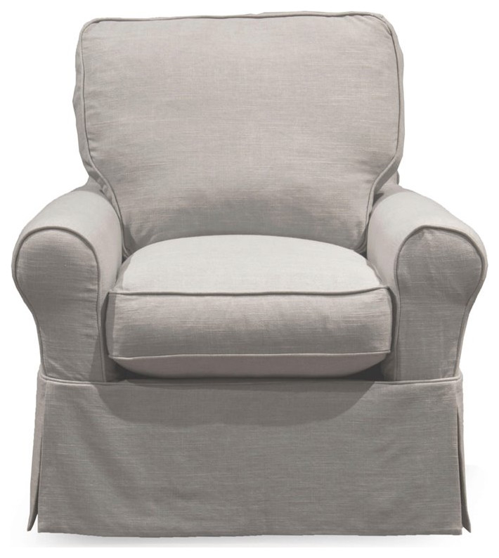 Sunset Trading Horizon Fabric Slipcovered Swivel Rocking Chair in Light Gray   Transitional   Rocking Chairs   by Homesquare  Houzz