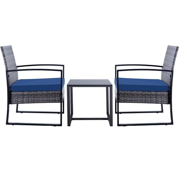 3Pieces Wicker Patio Conversation Set Outdoor Chairs with Cushions