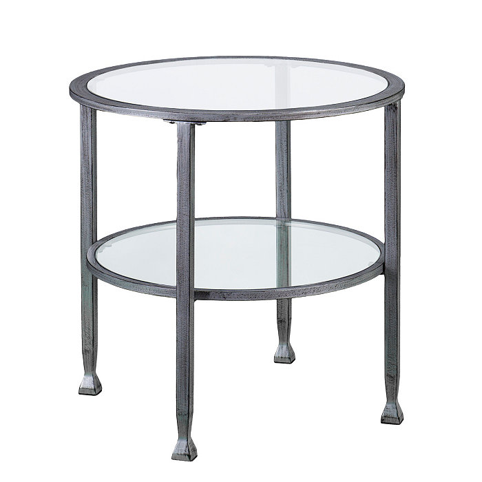 Southern Enterprises Brookford Metal And Glass Round End Table