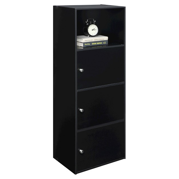 Breighton Home Versastorage Tri door Cabinet With Cubby Storage And Shelf Black