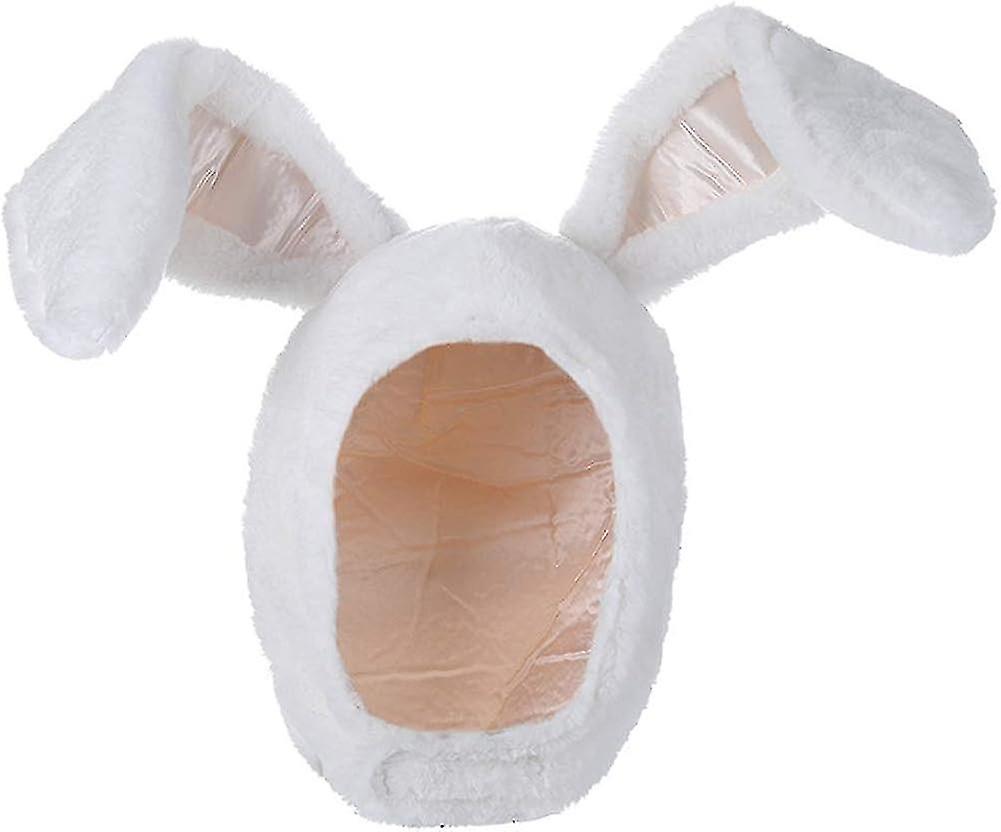 Plush Fun Bunny Ears Hood Women Costume Hats Christmas Gift Warm Soft And Cozy White