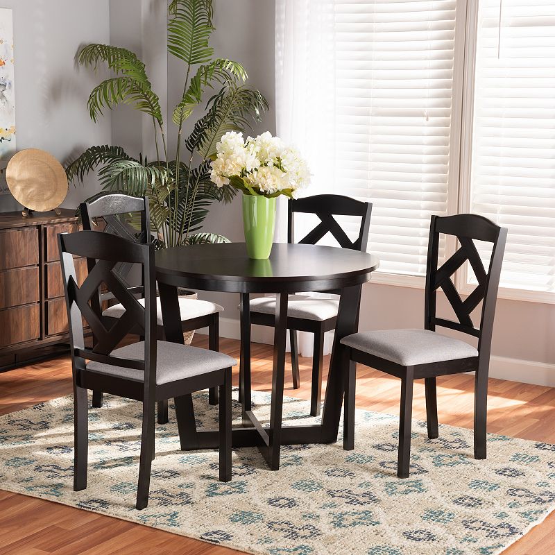 Baxton Studio Morigan Dining Table and Chair 5-piece Set