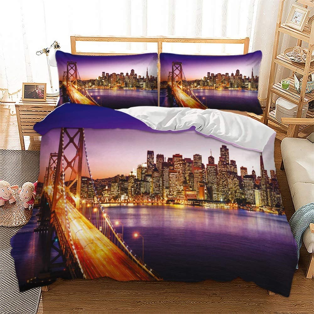 Duvet Cover Set Soft London Themed Comforter Cover Set 3 Pieces