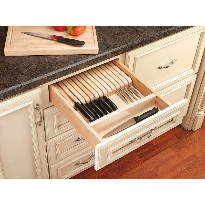 Rev-A-Shelf 4WKB-1 Trimmable 19 Slot Kitchen Knife Block Drawer Organizer Insert