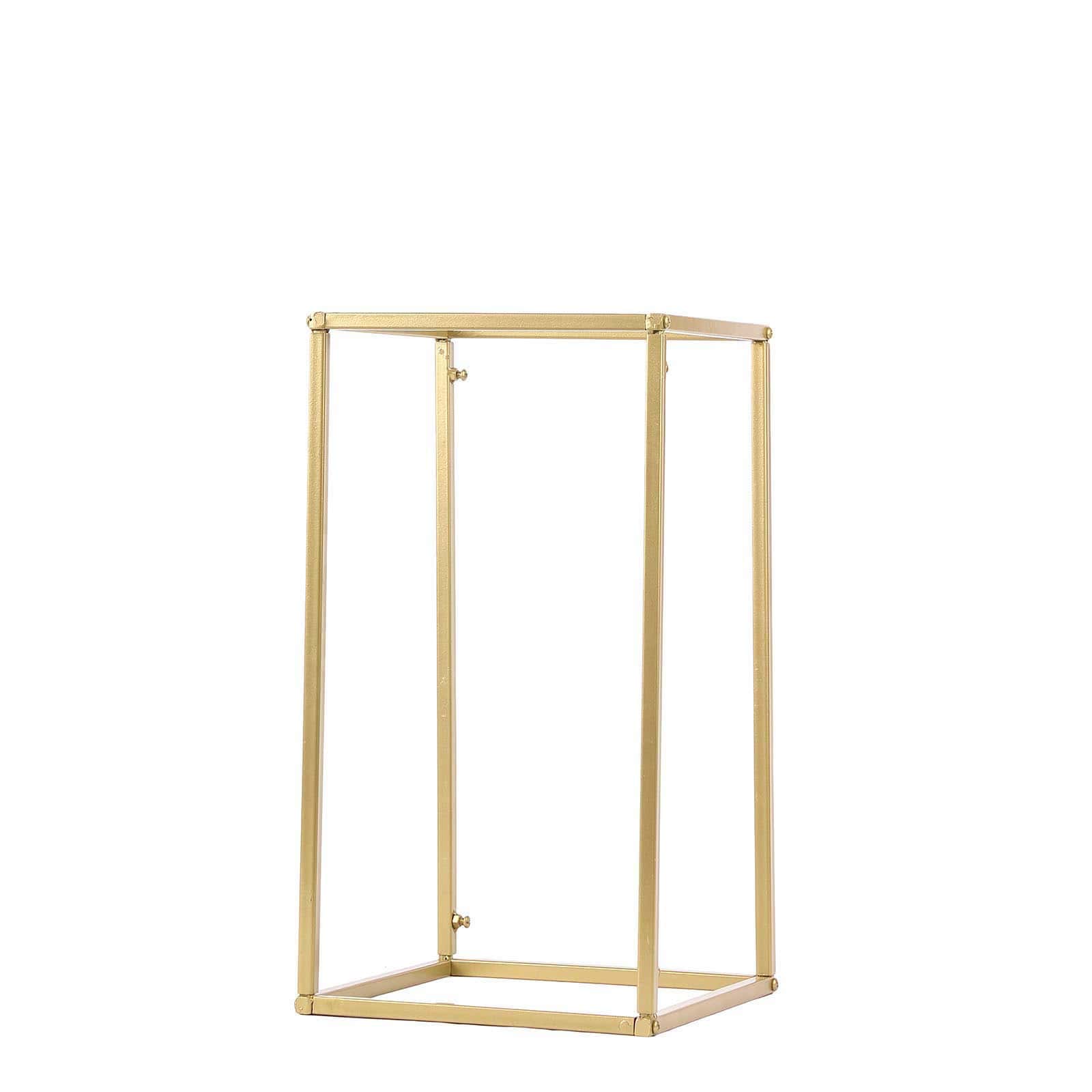 2 Pack Rectangular Gold Metal Wedding Flower Stand, Geometric Column Frame Centerpiece 16