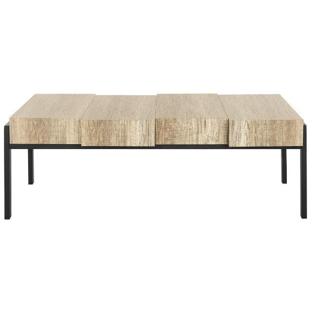 Alexander Coffee Table Multi Brown black Metal Legs Safavieh