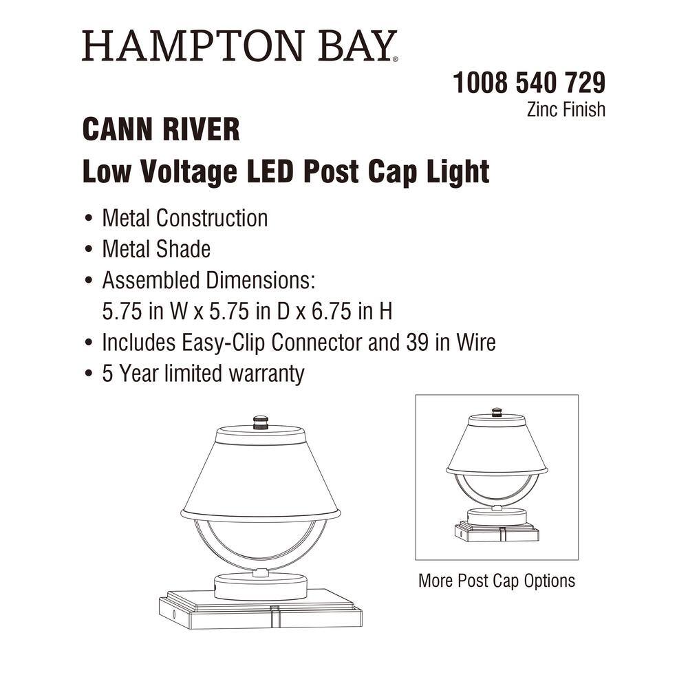 Hampton Bay Cann River 6.75 in. H Low Voltage Gray Aluminum Hardwired Outdoor Weather Resistant Pier Mount Light Integrated LED HSP1801LX-02ZC