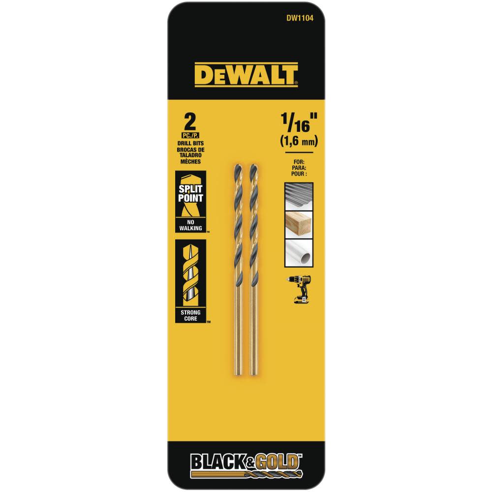 DW 1/16-in Black Oxide Bit 2PK DW1104 from DW