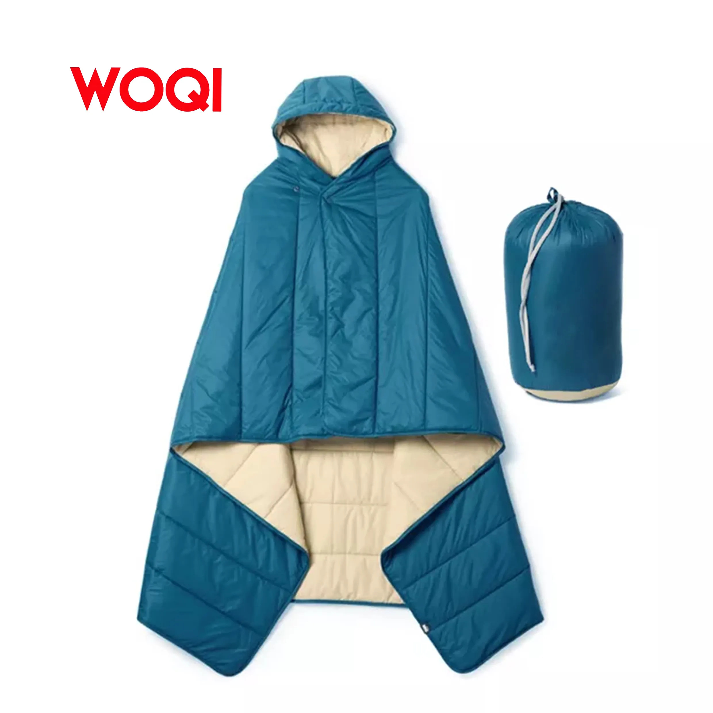 WOQI Camping Blanket Outdoor Multifunctional Warm Hooded Poncho  Wearable Cape Poncho