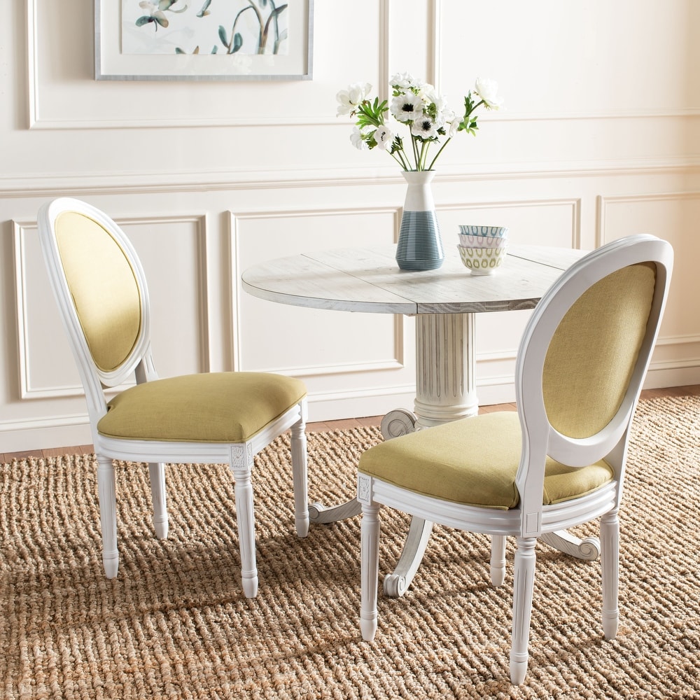 SAFAVIEH Dining Old World Holloway Spring Green/ Cream Parisian Oval Dining Chairs (Set of 2)   19.8\