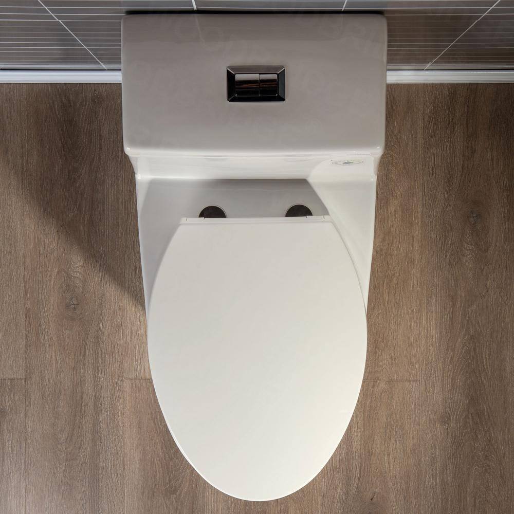 WOODBRIDGE Flora 1-Piece 1.11.6 GPF Dual Flush Elongated Comfort Height Toilet in Biscuit with Soft Closed Seat Included HB0942