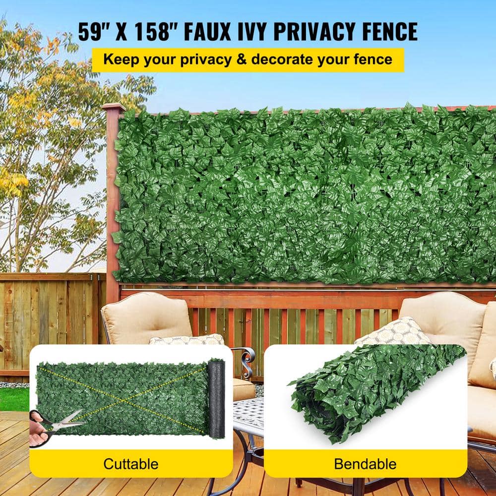 VEVOR 59 in. x 158 in. Faux Leaf Artificial Hedges 3-Layers Outdoor Greenery Leaves Panel Ivy Privacy Fence Screen for Garden RZZWWLYC59158OST3V0