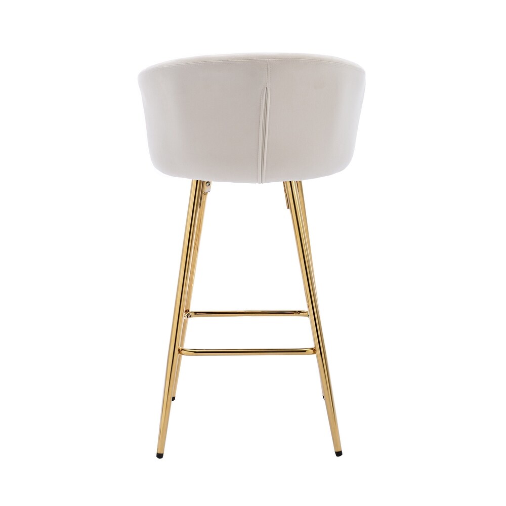 39.37 Inch High Velvet Bar Stools With Golden legs (Set of 2)   N/A