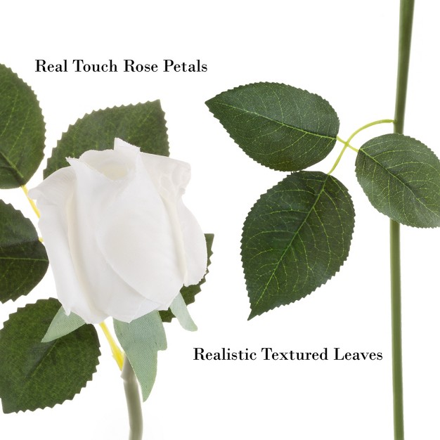 Pure Garden 24pc Real Touch Rose Artificial Flowers With Stems