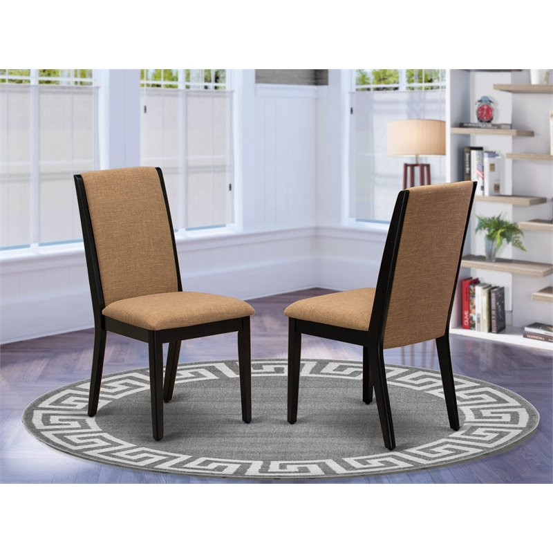 East West Furniture Lancy 39 quotFabric Dining Chairs in Black/Brown (Set of 2)   Transitional   Dining Chairs   by Homesquare  Houzz