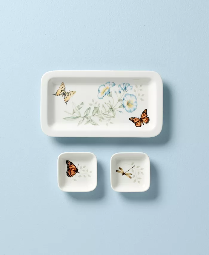 Lenox Butterfly Meadow 3 Piece Sushi Plate Bowls Set