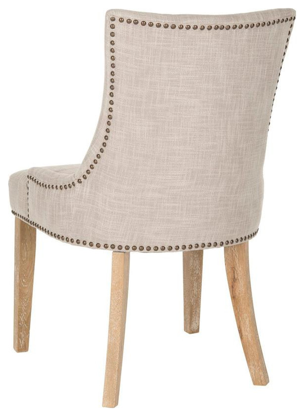 Bonnie 19  x27 x27h Dining Chair set of 2 Brass Nail Heads Grey   Transitional   Dining Chairs   by AED Luxury Home Decor  Houzz