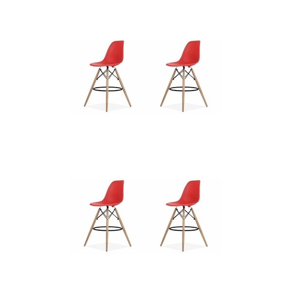 Adult Favourite Eiffel Style Plastic Stool - Wooden base(set of Four)