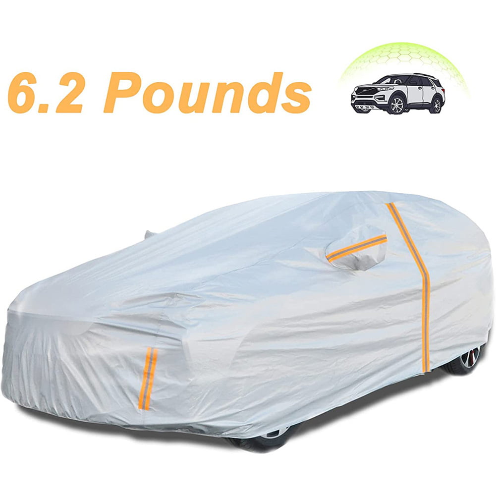 6-layer Suv car cover， all-weather waterproof for cars， full outdoor cover， sun， rain， hail and UV protection， with zipper cotton， universal for Suv/Jeep A4 (fits lengths up to 177 inches).