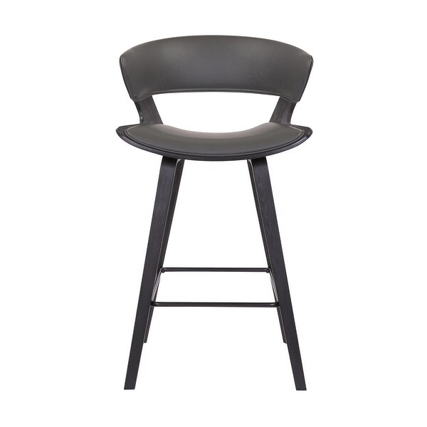 27 Inches Saddle Seat Leatherette Counter Stool， Gray