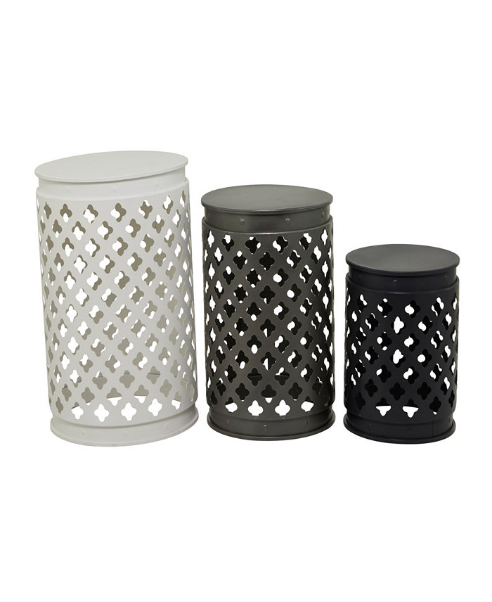 Rosemary Lane 23 19 15 Metal Contemporary Accent Table with Laser Carved Trellis Design Set of 3