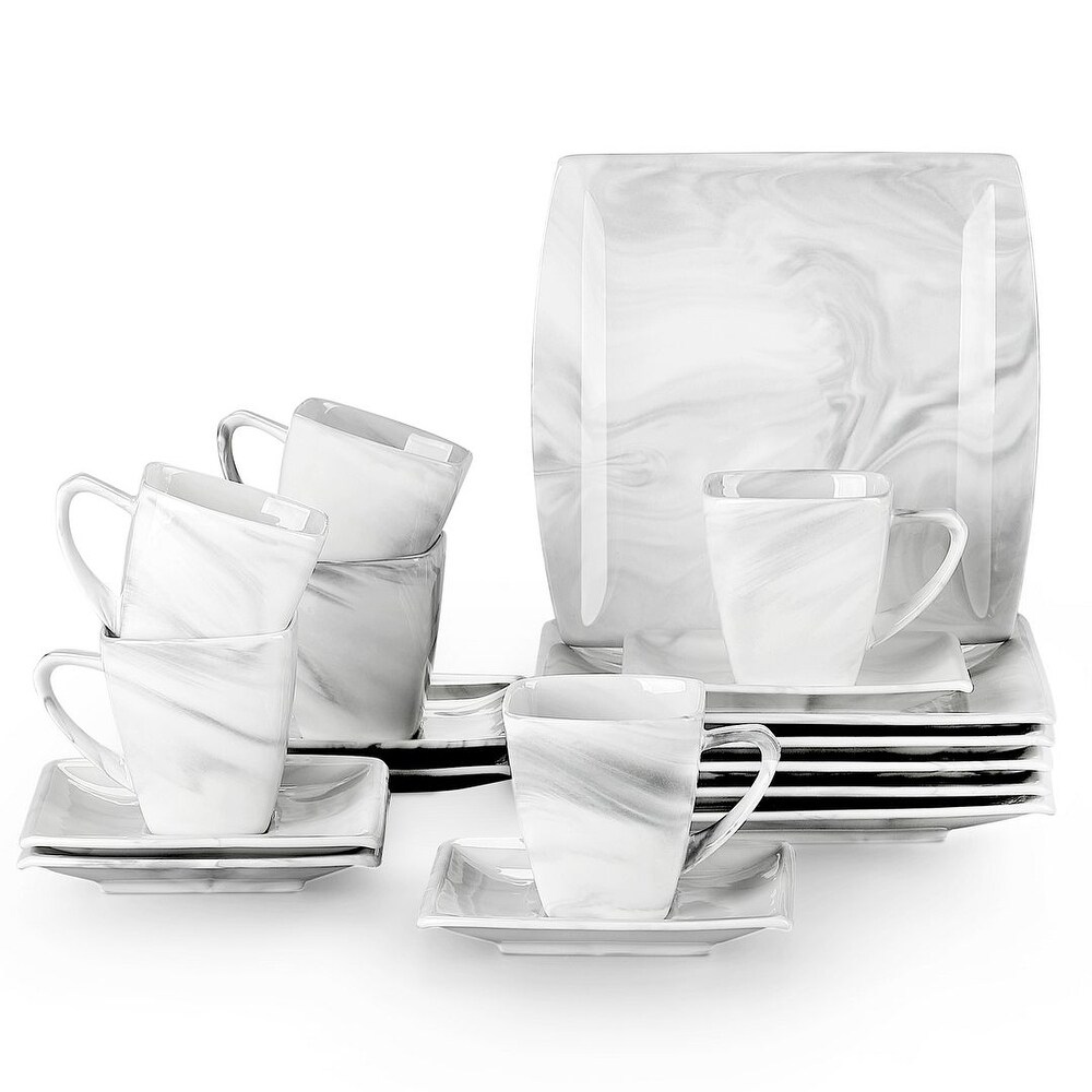 MALACASA Blance 18 Piece Porcelain Dessert Set (Service for 6)