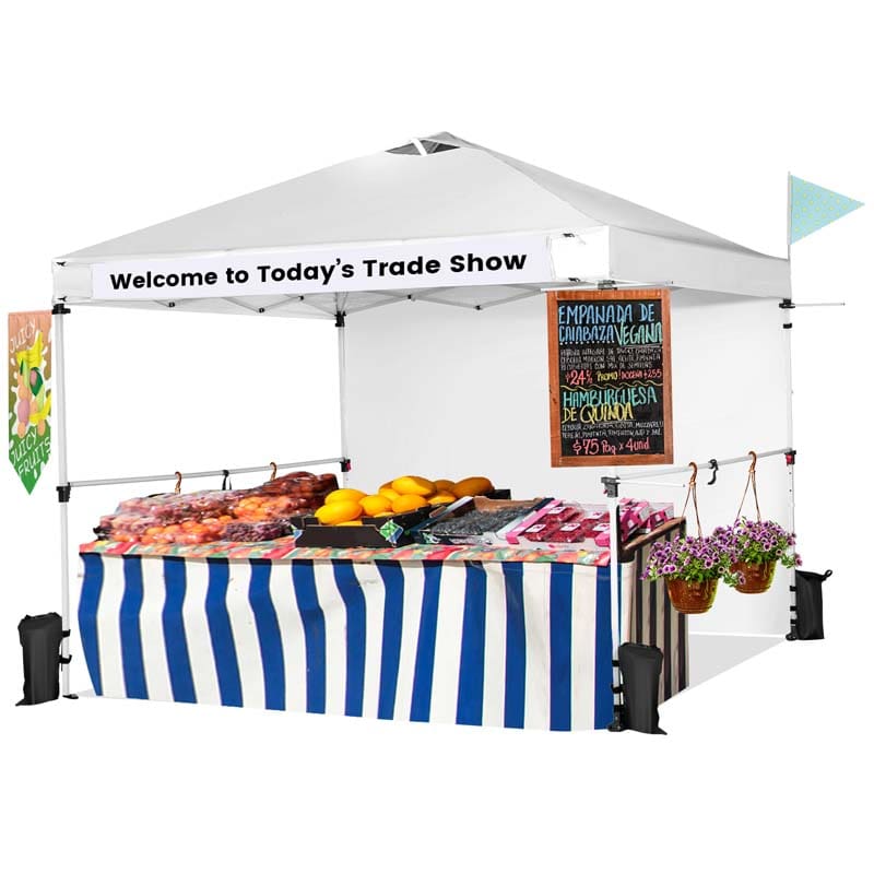 10 x 10 FT Pop Up Canopy Tent Commercial Instant Tent with Removable Sidewall, Carry Bag, Banner Strip