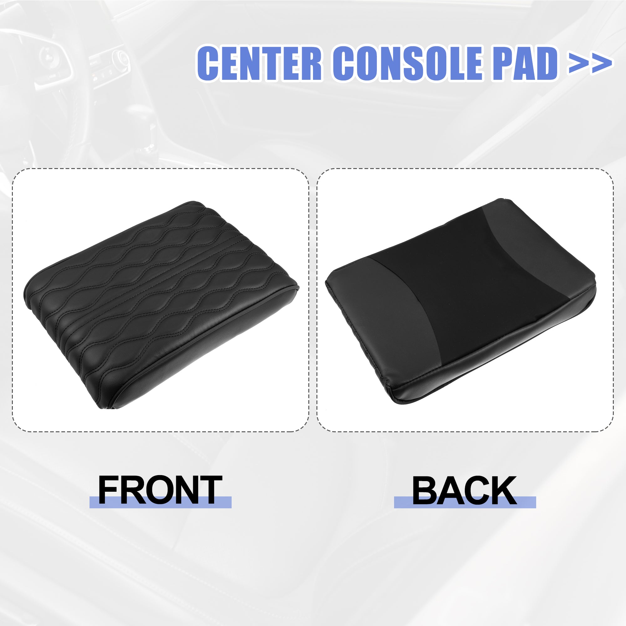 Auto Armrest Cushion Cover Center Console Box Pad Waterproof Faux Leather Cushion Pad Protector Universal Black