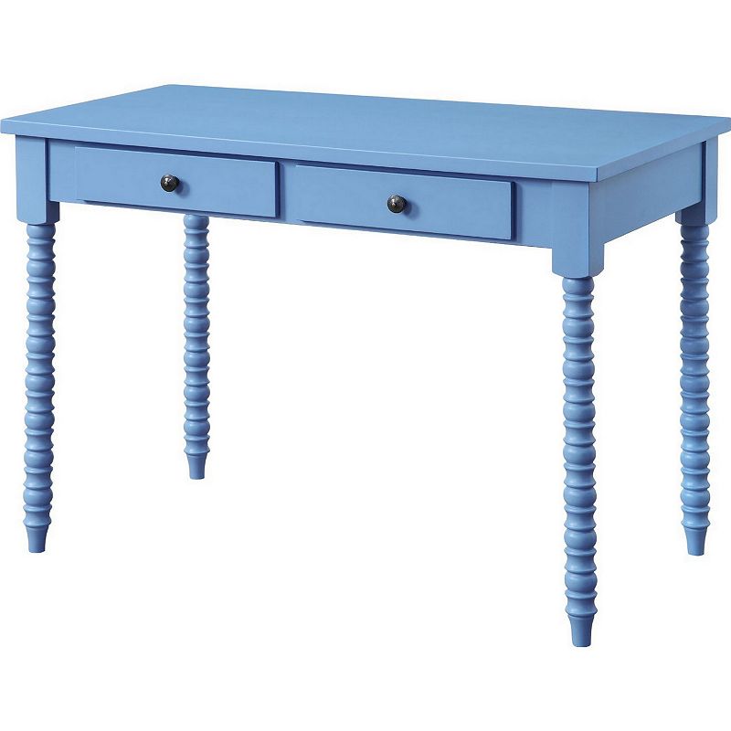 Recatngular Wooden Storage Drawer Writing Desk， Blue