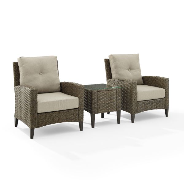 Rockport 3Pc Outdoor Wicker High Back Chair Set