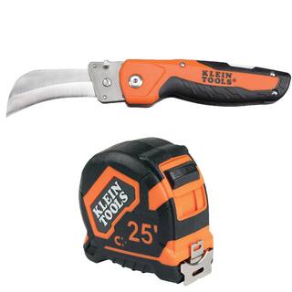 Klein Tools 25 ft. Cable Skinning Utility Knife and Tape Measure with Magnetic Double-Hook Tool Set M2O07096KIT