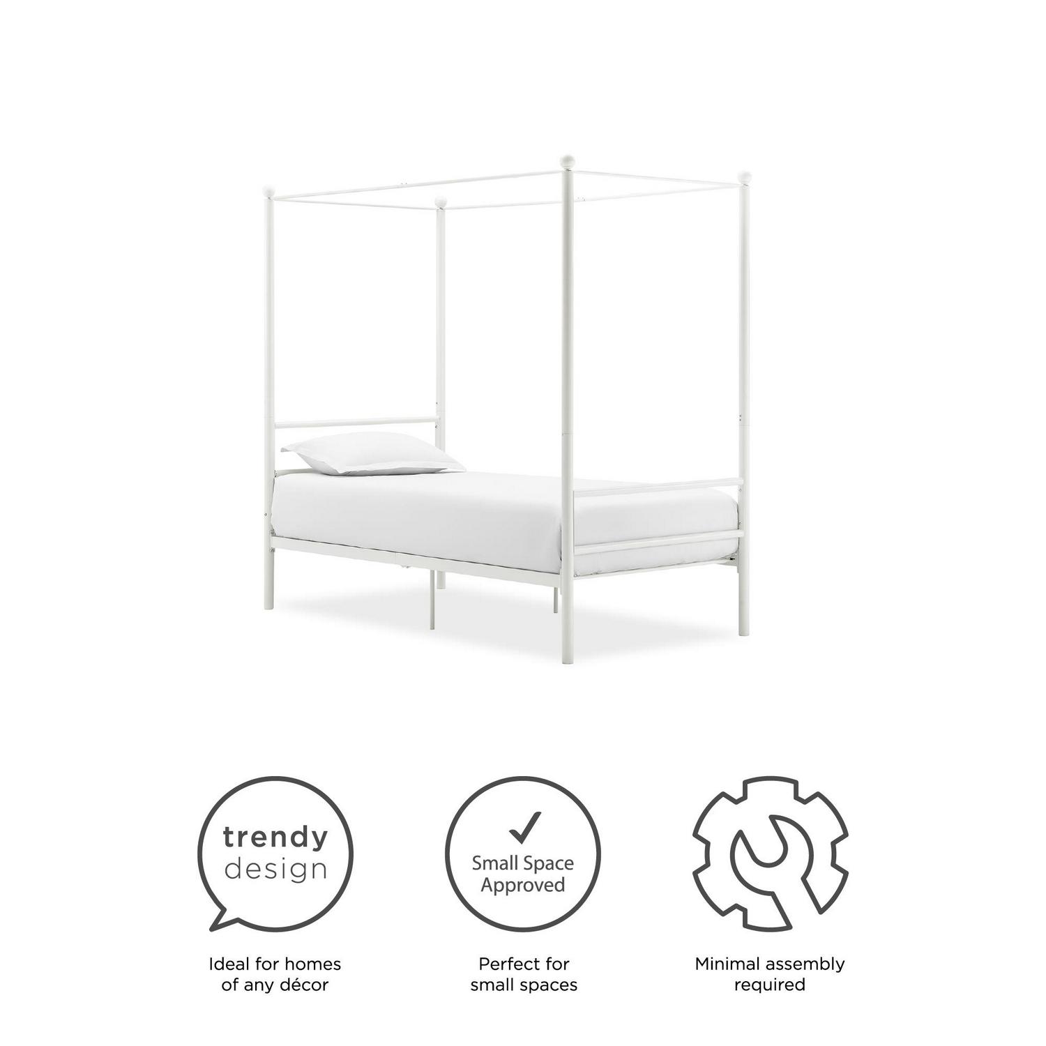 Mainstays Metal Canopy Bed， Off White