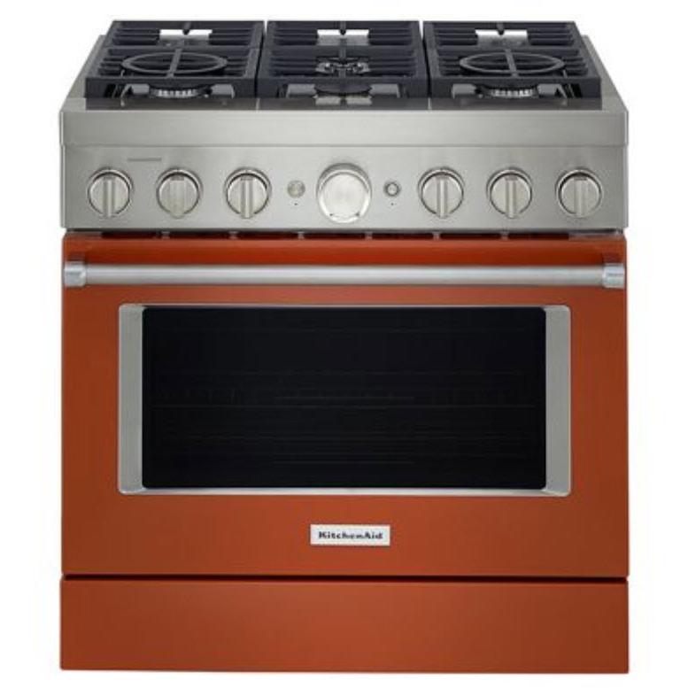 KitchenAid 36-inch Freestanding Gas Range with Even-Heat? True Convection KFGC506JSC